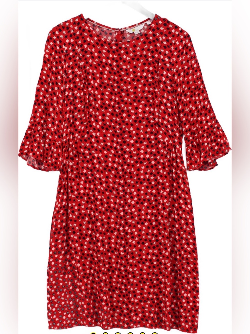 NWT Boden red white & blue stars dress viscose POCKETS 3/4 sleeve shift size 8L